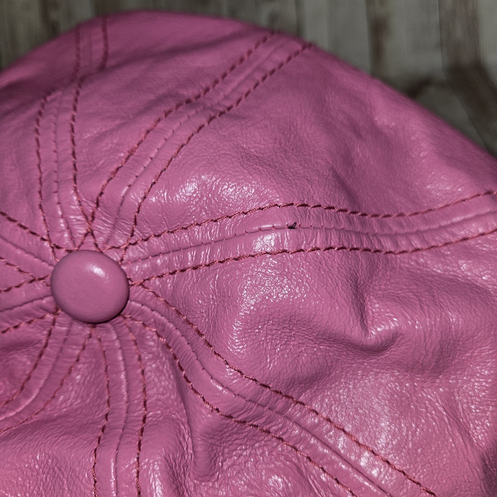 Vintage Wilsons Leather pink genuine leather newsboy cap 💕 - Picture 12 of 16